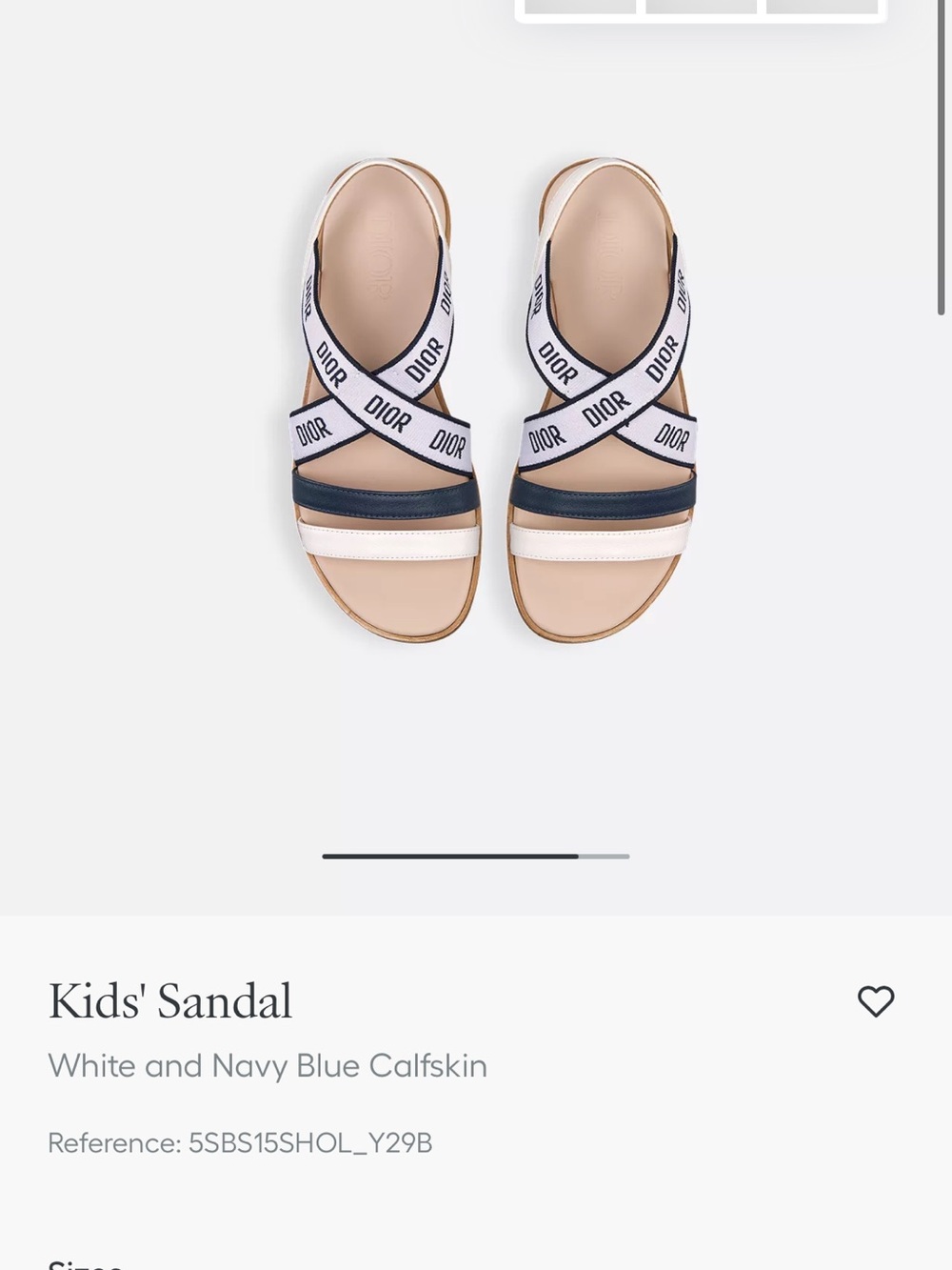 Dior Kids Navy and White Logo Strap Sandals